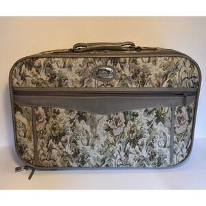 Vintage Jordache Floral Tweed Suitcase‎ Small Weekender 20x13.5x6